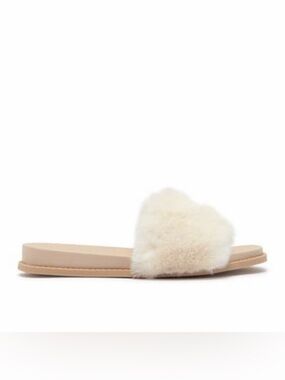 Dolce Vita Women Gwynn
Faux Fur Slide Open Toe Ivory Off White Slippers Size 8.5